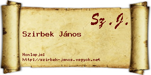 Szirbek János névjegykártya